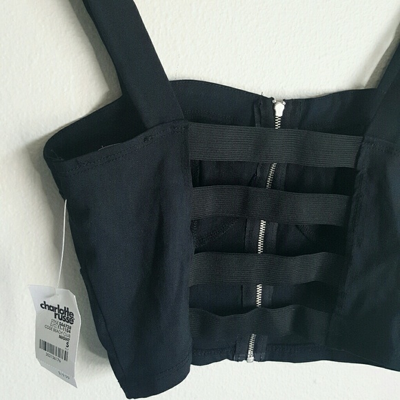 🛍 CHARLOTTE RUSSE Caged zipup crop top - Picture 5 of 6